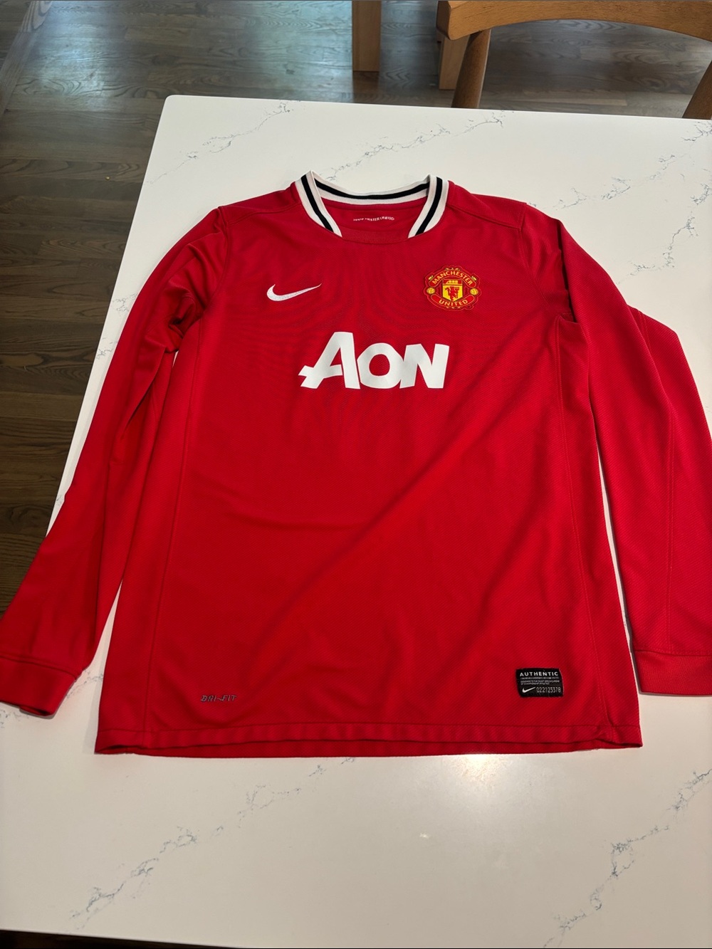 Nike Red Manchester United Long Sleeve Jersey with White Accents